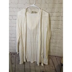 Women's Sweater Linen Open‎ Front Drapery Cardigan Sz Large